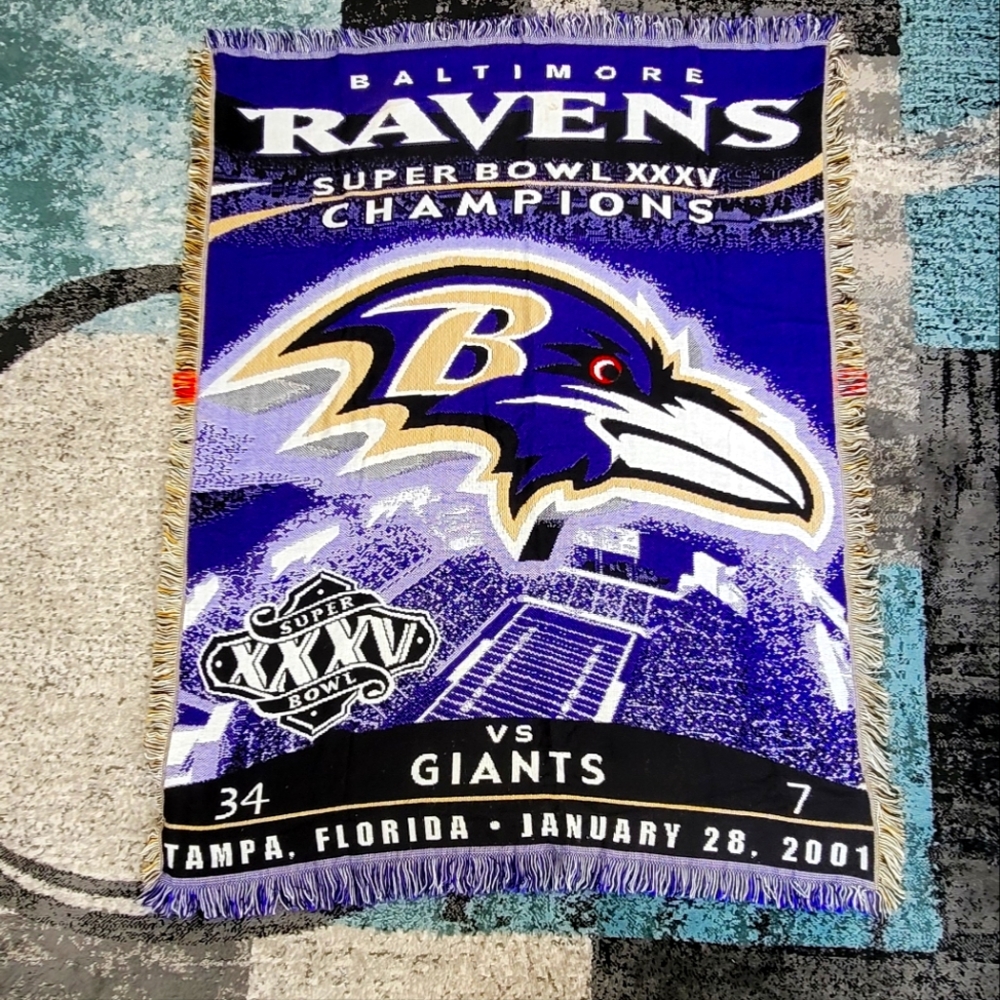 Vintage The Northwest Company NFL Baltimore Ravens Super Bowl Champion Blanket